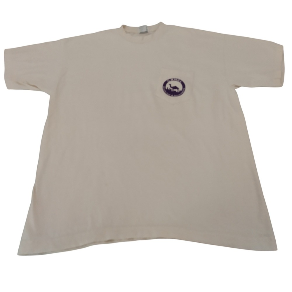 1995 Camel The Derby Hollywood Pocket T-Shirt Men XL Cream Dbl Stitch Joe Camel